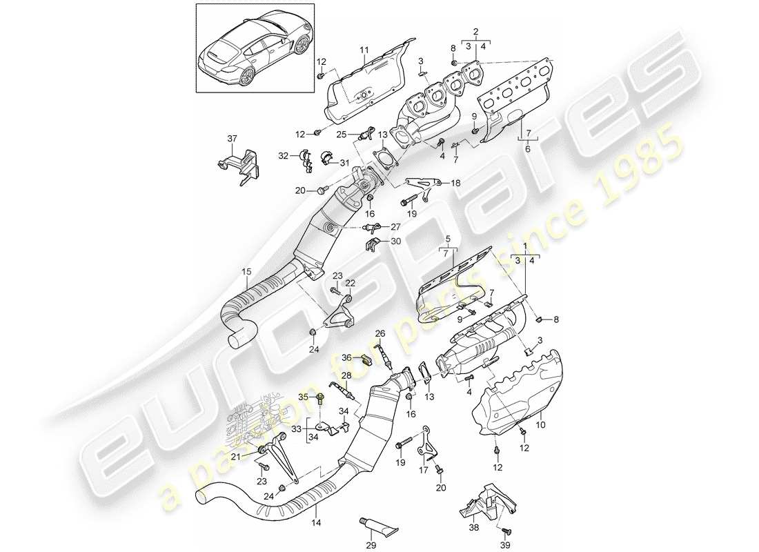 porsche 2013 (panamera 970) exhaust system part diagram