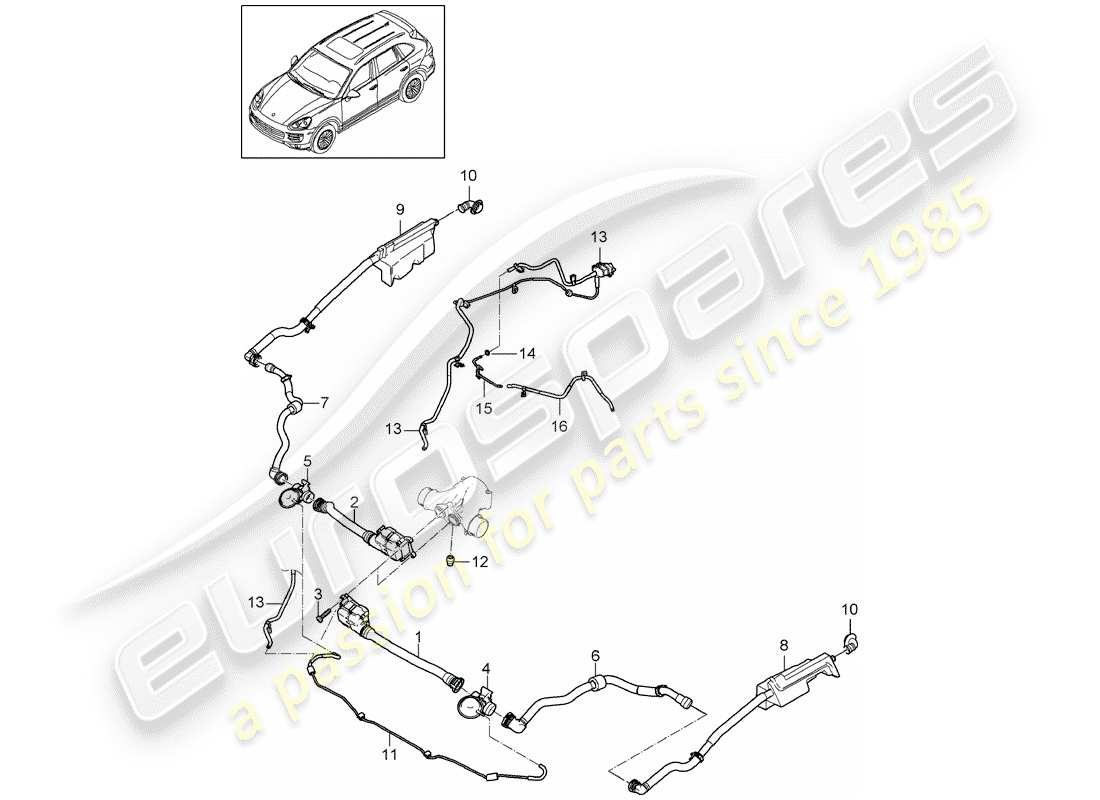 porsche 2018 (cayenne e2 92a) charge air cooler part diagram