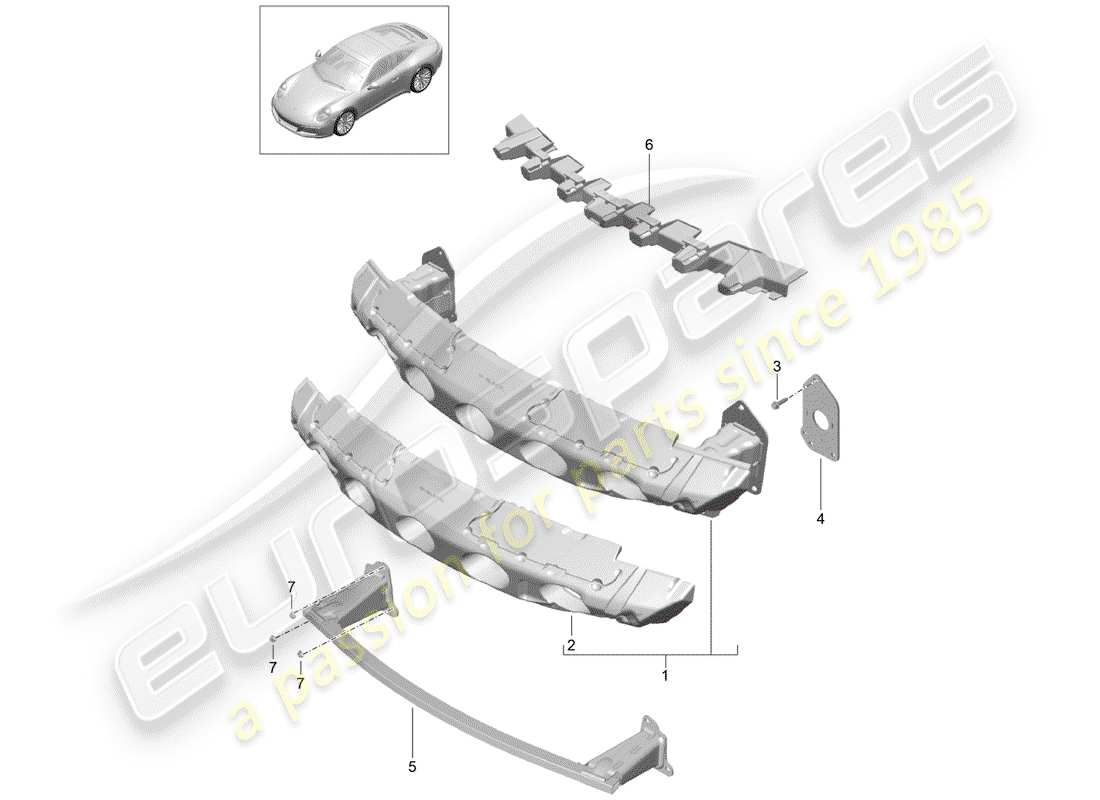 porsche 991 gen. 2 (2019) bumper bracket part diagram