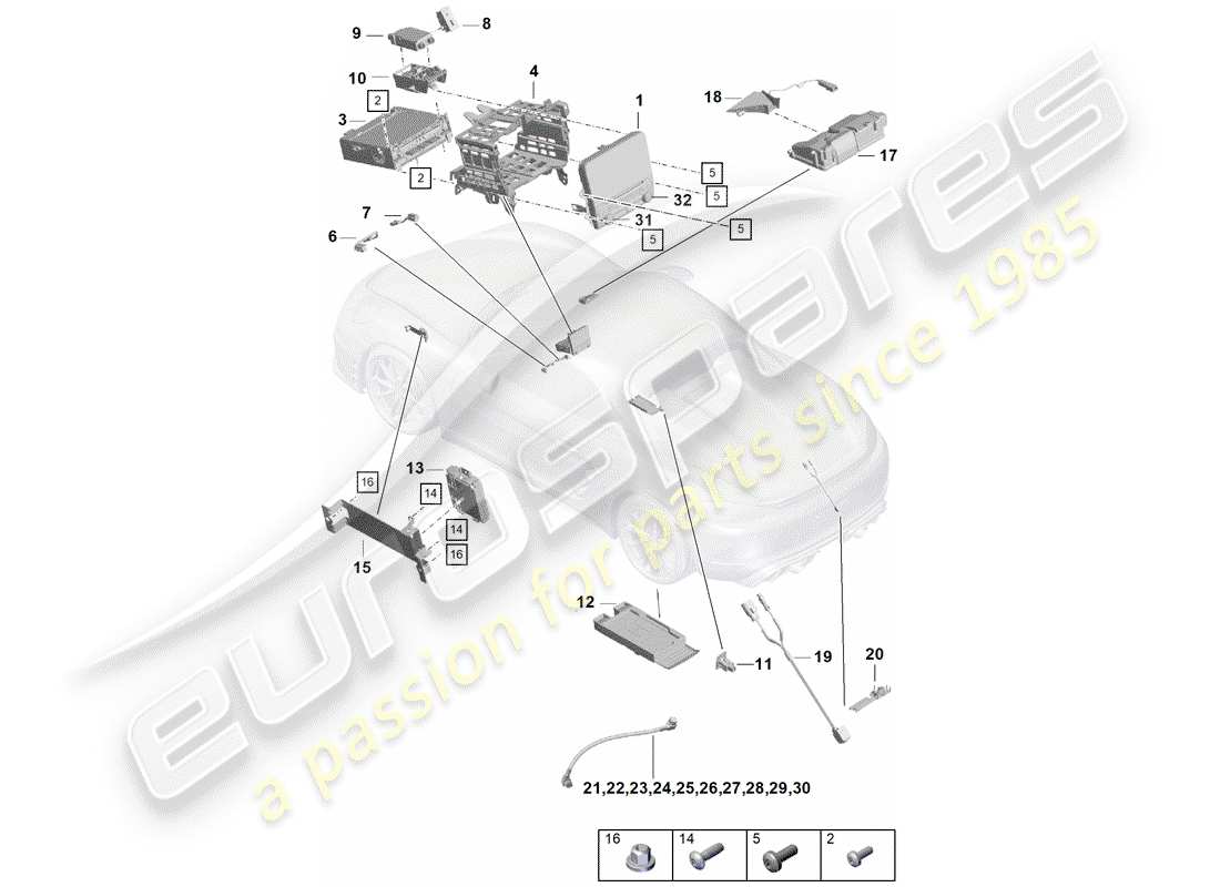 porsche boxster spyder (2019) operating unit parts diagram