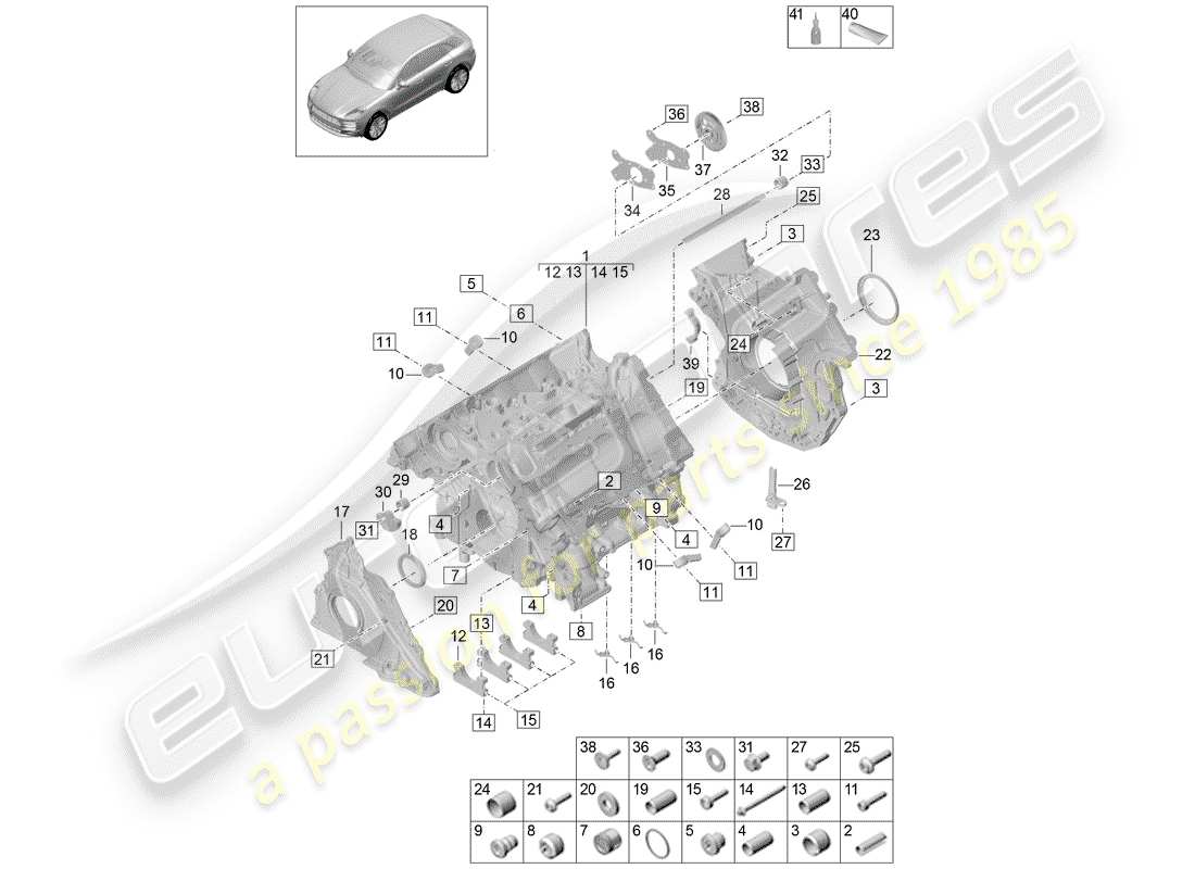porsche 2019 (macan) crankcase part diagram