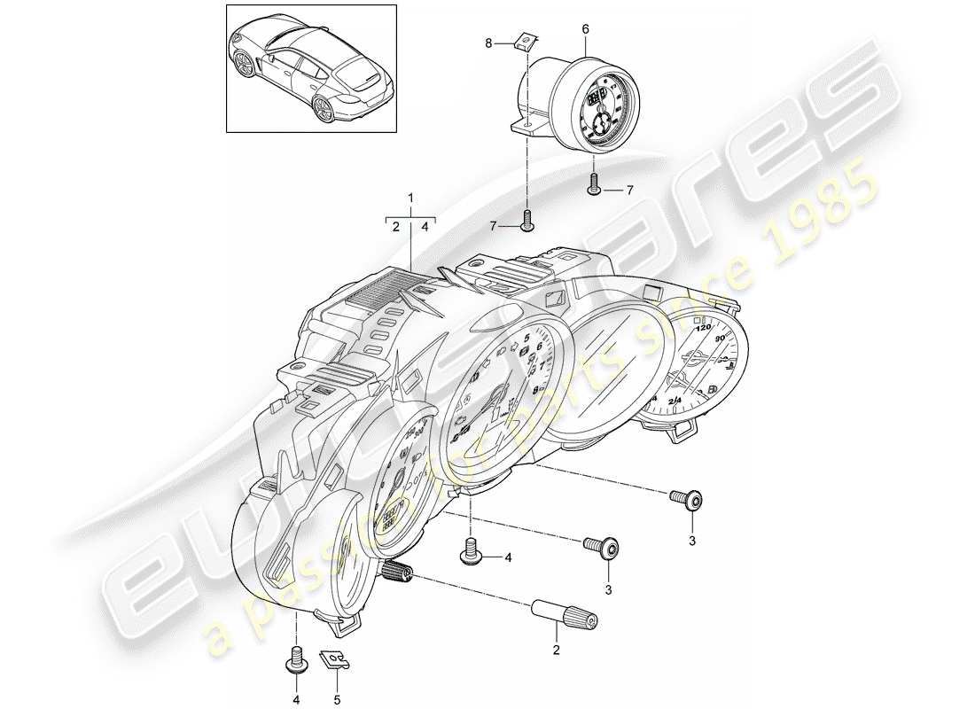 porsche 2012 (panamera 970) instruments part diagram