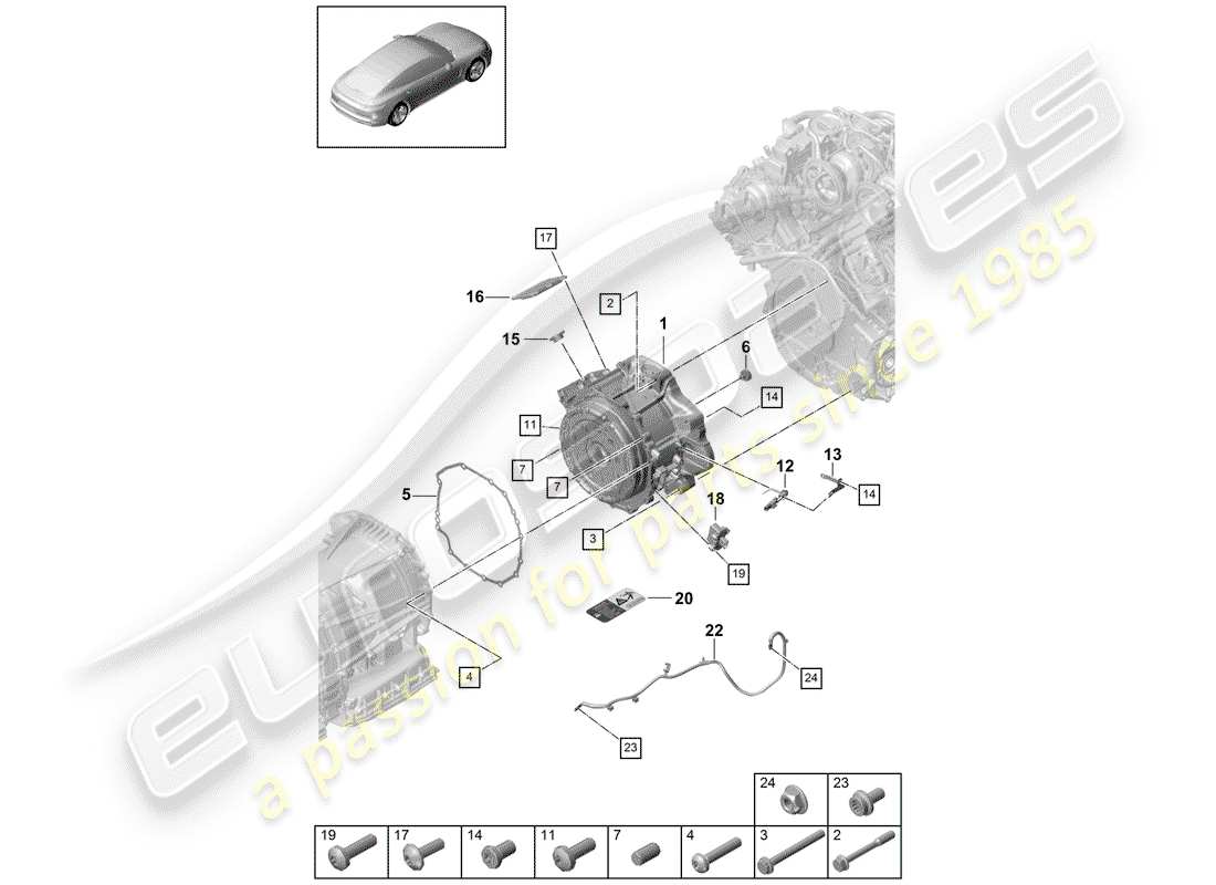 porsche panamera 971 (2017) traction motor for elec. drive parts diagram