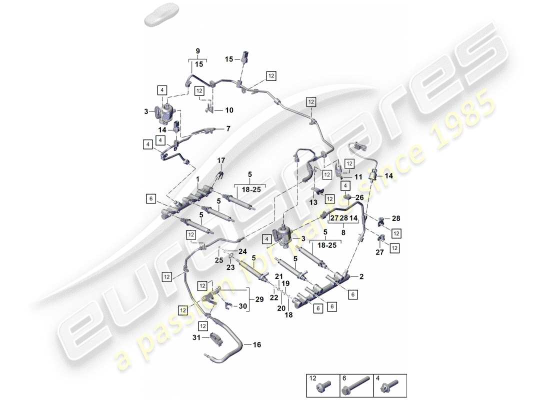 porsche 2020 (718 boxster spyder) injection system parts diagram