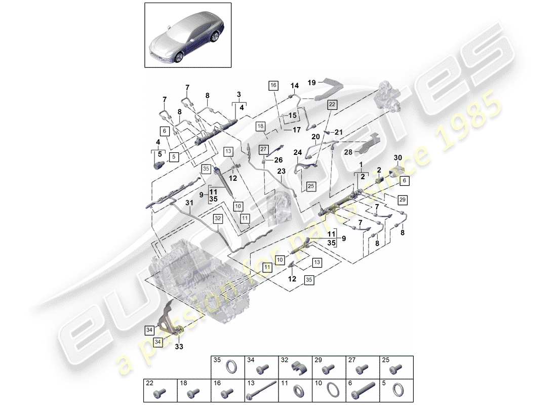 porsche 2017 (panamera 971-1) fuel collection pipe part diagram