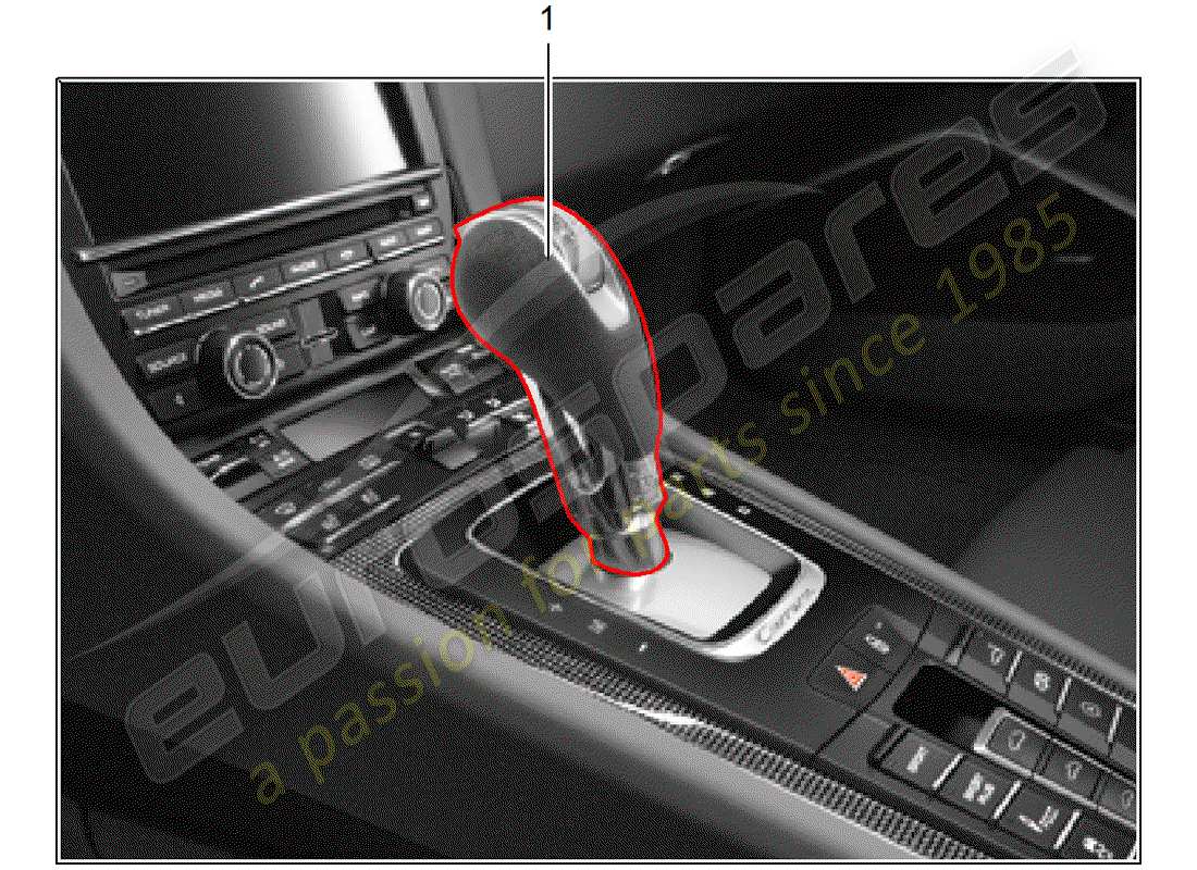 porsche 2013 (tequipment 98x/99x) shift lever part diagram