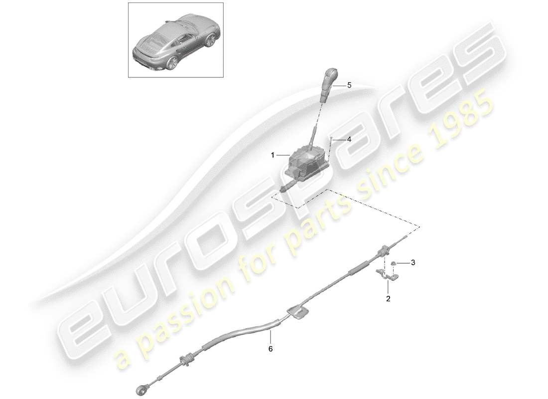porsche 2017 (991-2 turbo) selector lever parts diagram