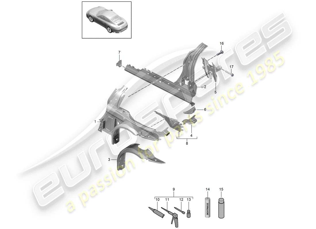 porsche 2017 (991-2) side panel part diagram
