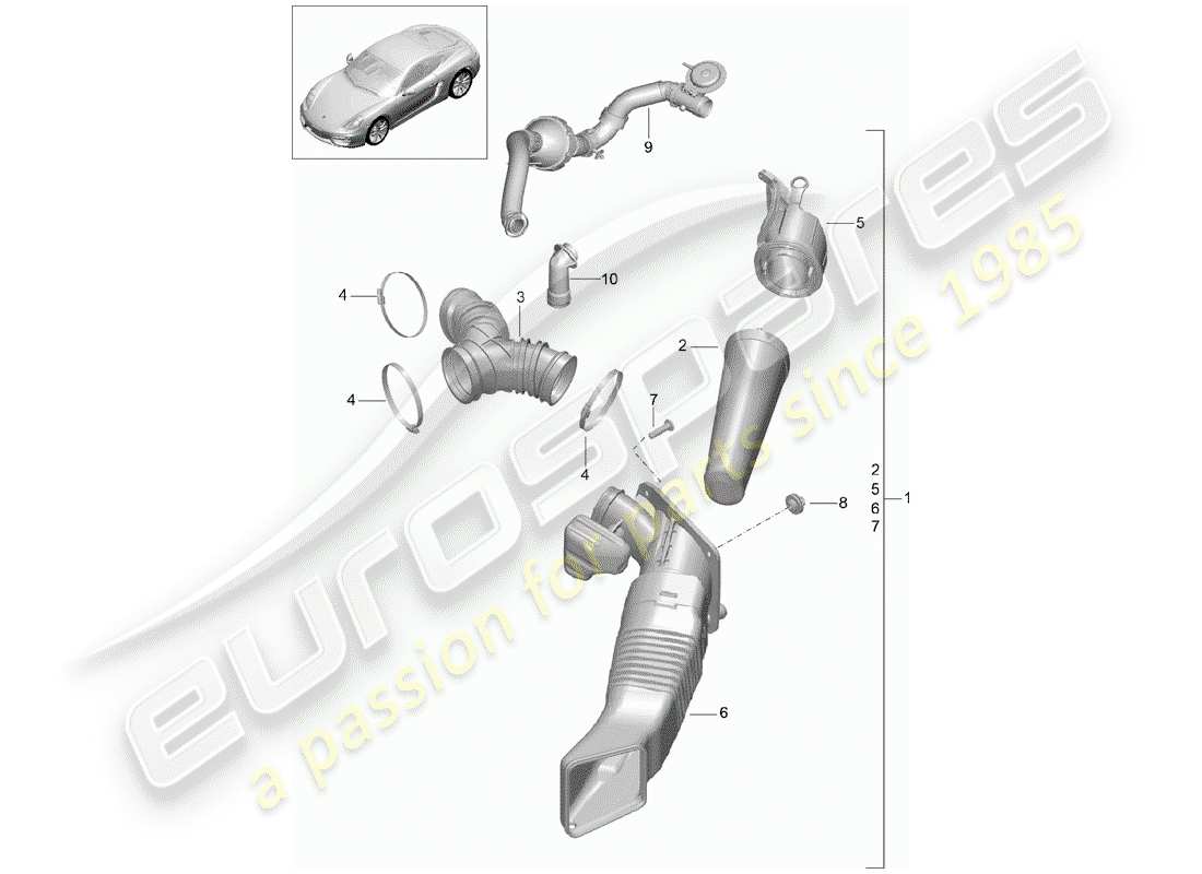 porsche 2014 (981 cayman) air cleaner part diagram