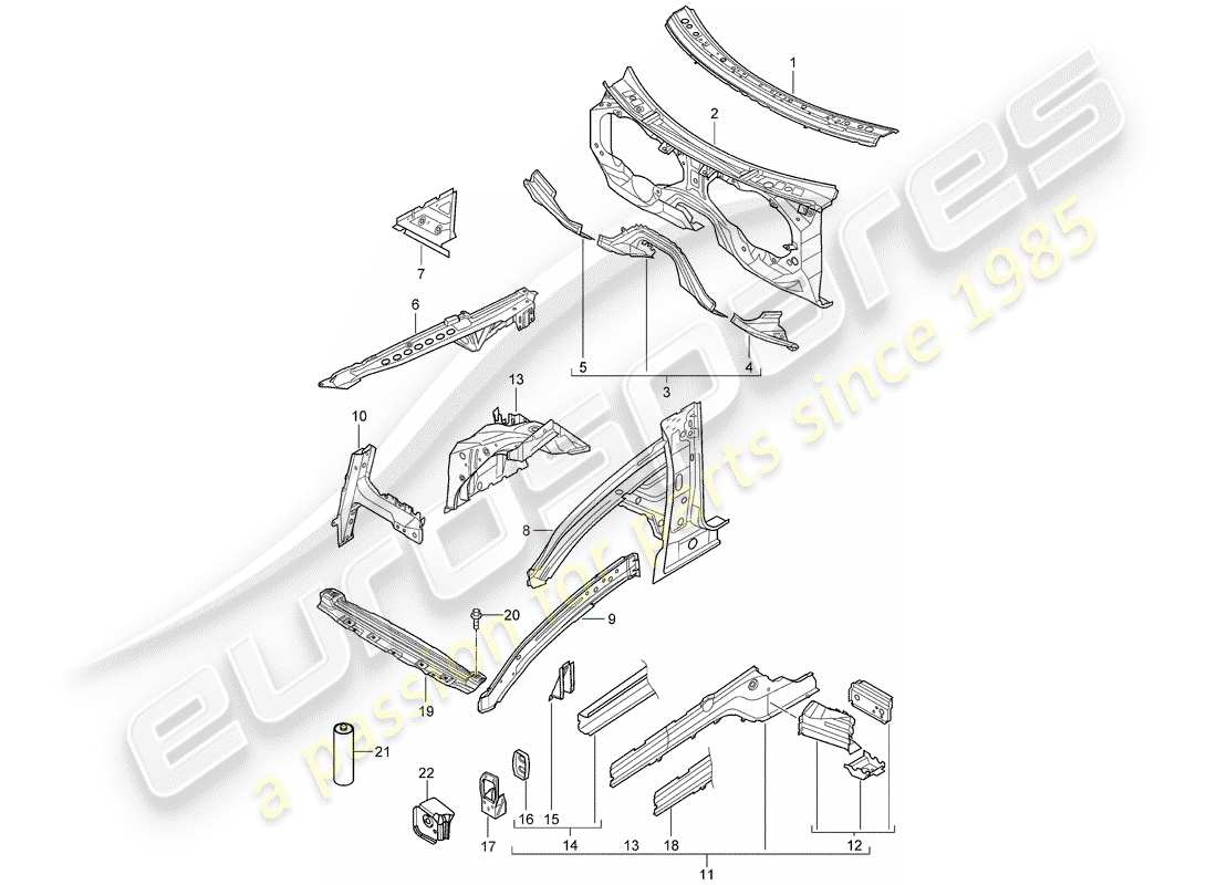 porsche 2007 (cayenne e1 9pa) front end part diagram