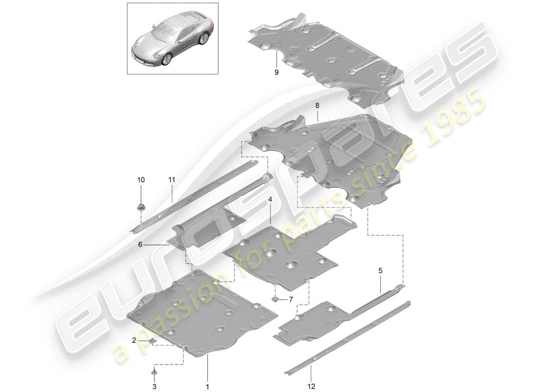 porsche 991 gen. 2 (2017) underbody parts diagram
