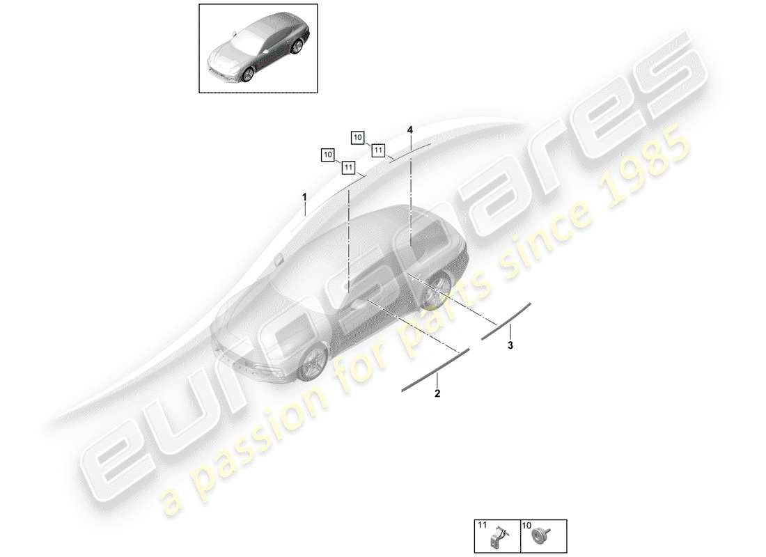 porsche 2017 (panamera 971-1) decorative moulding part diagram