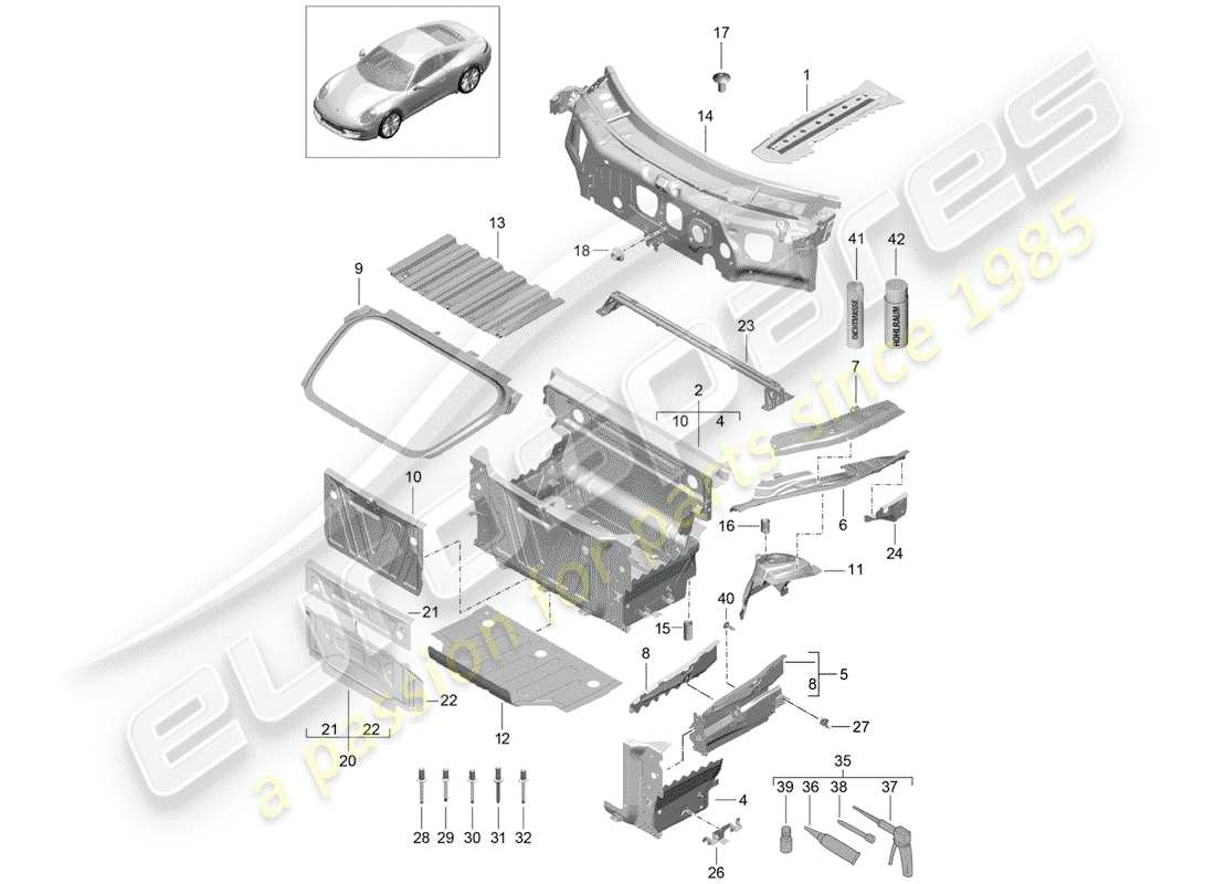 porsche 2014 (991-1) front end part diagram