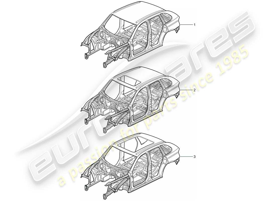 porsche cayenne e2 (2012) car body parts diagram