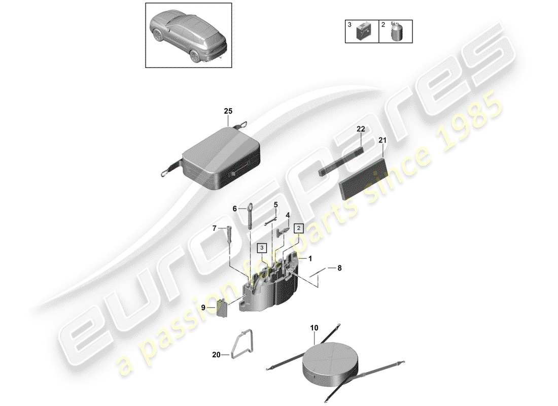 porsche 2018 (cayenne e3 9ya/9yb) tool part diagram