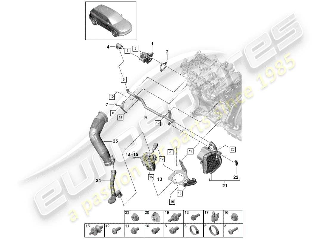 porsche 2020 (cayenne e3 9ya/9yb) exhaust emission control sys- part diagram