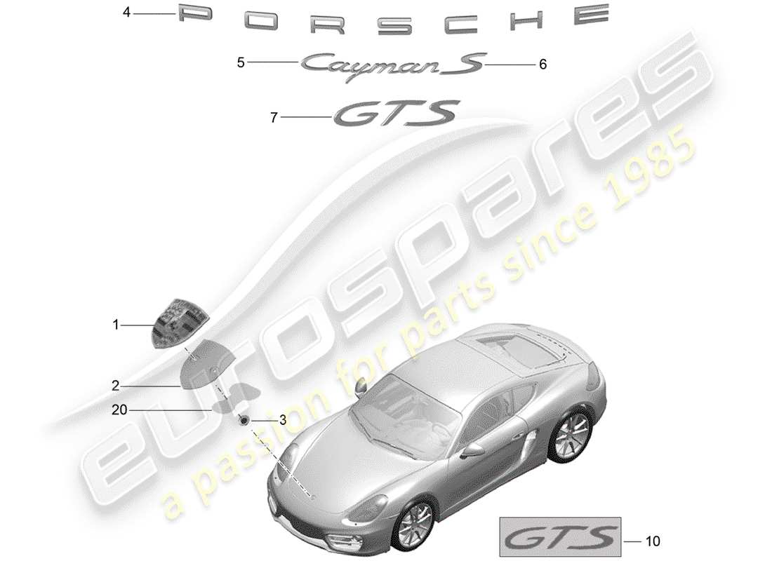 porsche 2014 (981 cayman) nameplates part diagram