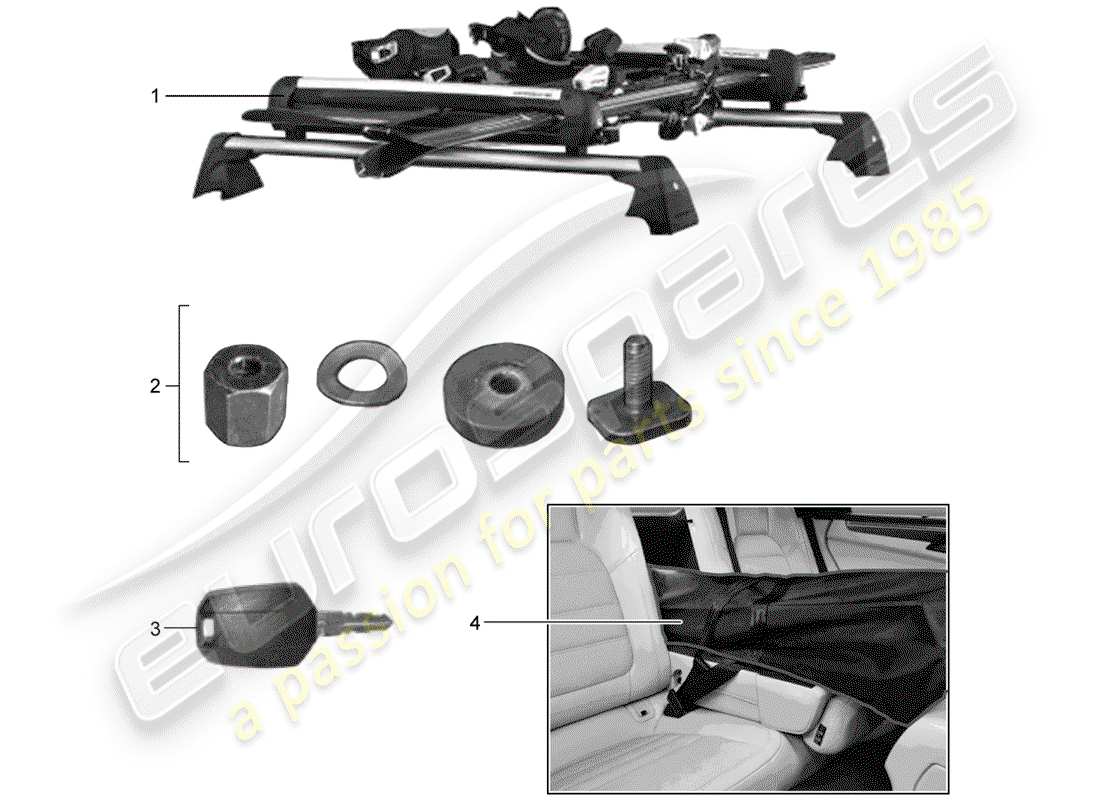 porsche 2017 (tequipment macan) ski holder part diagram
