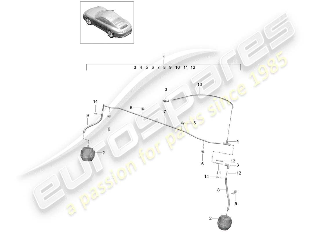 porsche 2017 (991-2) exhaust system part diagram