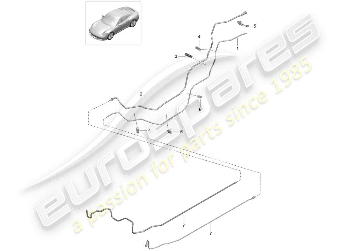 porsche 2019 (991-2) fuel line part diagram