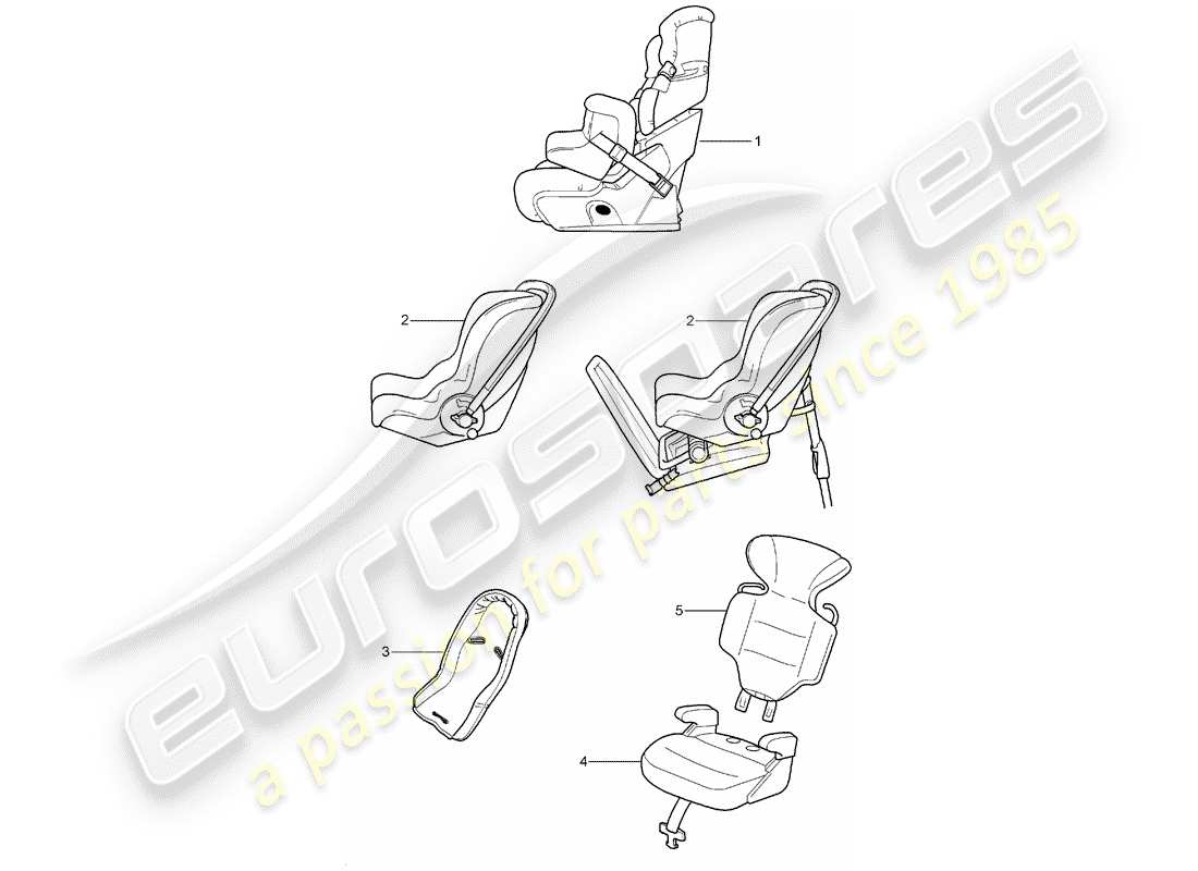 porsche 2007 (tequipment cayenne) child seat part diagram