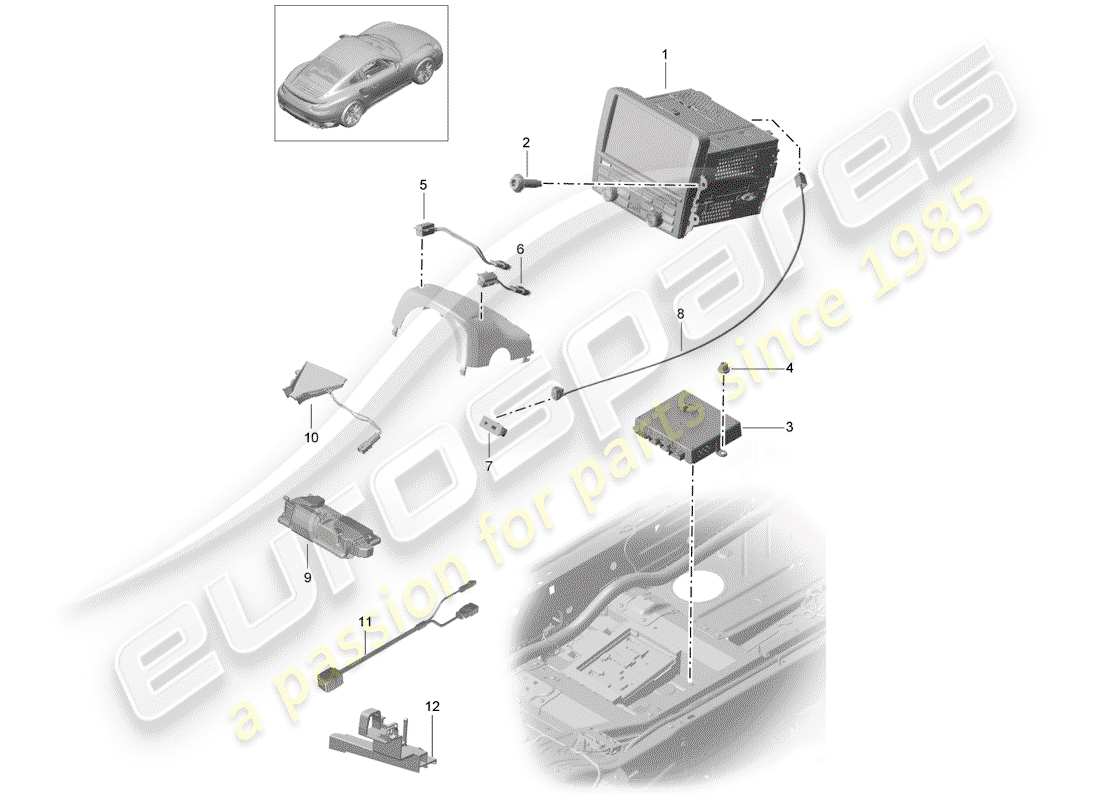 porsche 2020 (991-2 turbo) operating unit part diagram