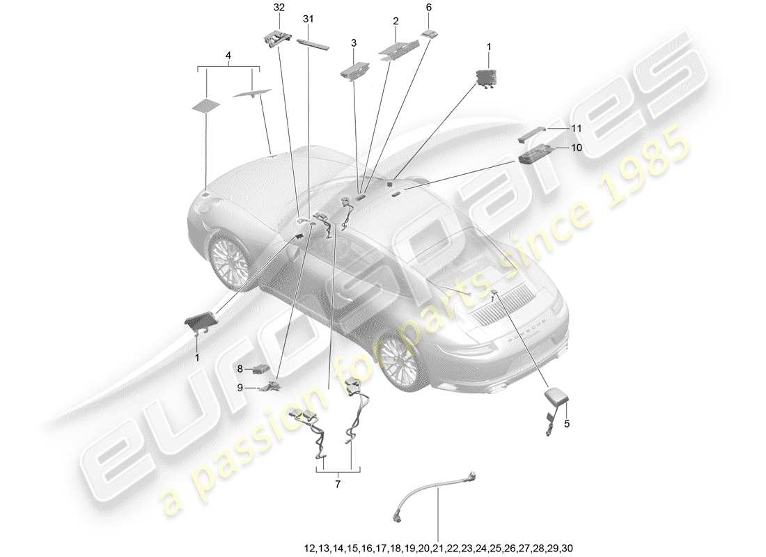 porsche 2017 (991-2) antenna part diagram