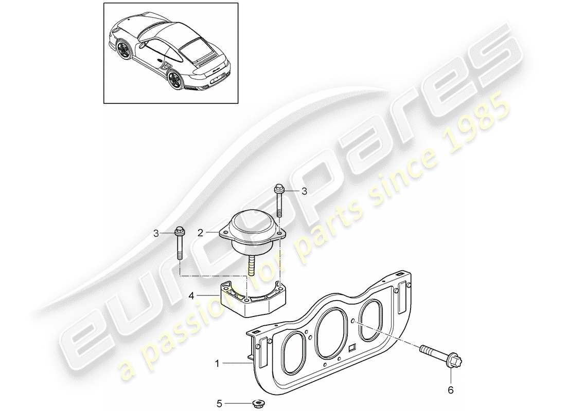 porsche 2011 (997-2 turbo / gt2 rs) engine suspension part diagram