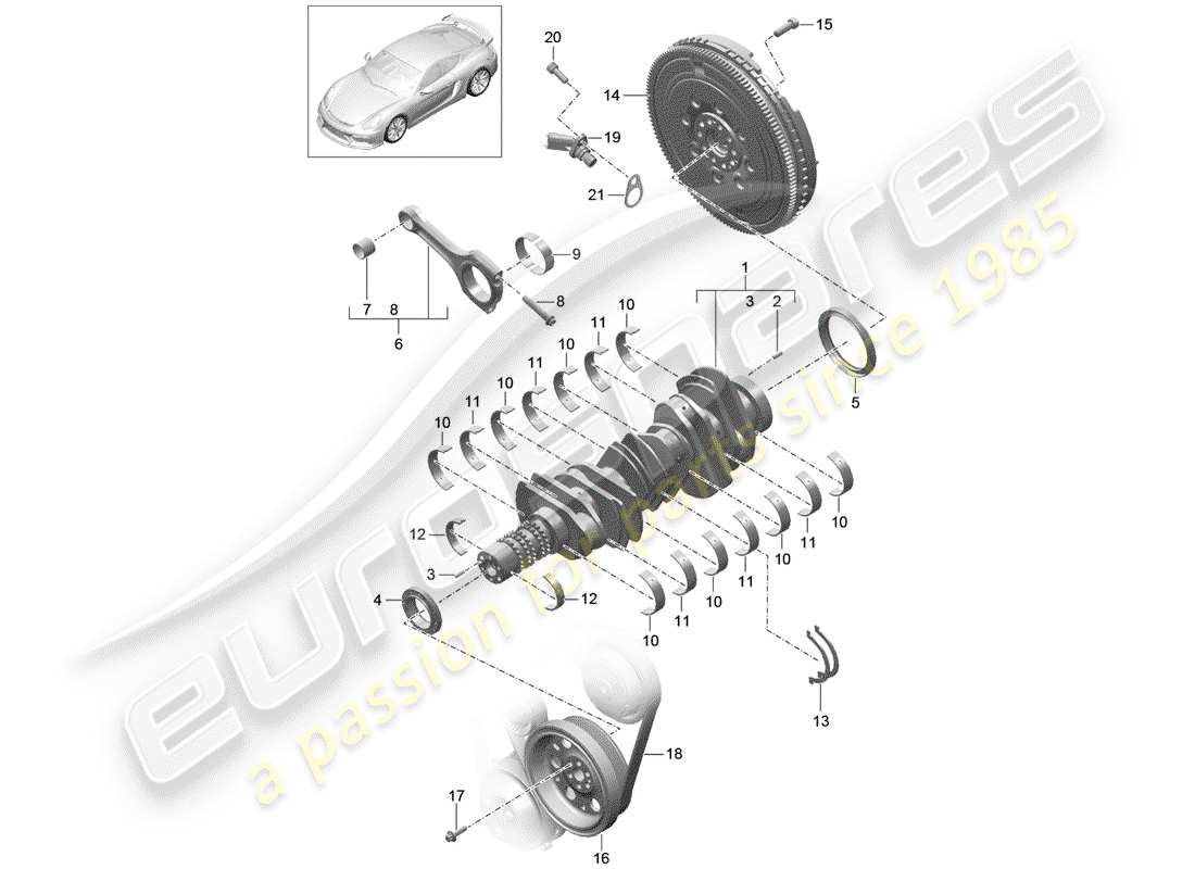 porsche cayman gt4 (2016) crankshaft parts diagram