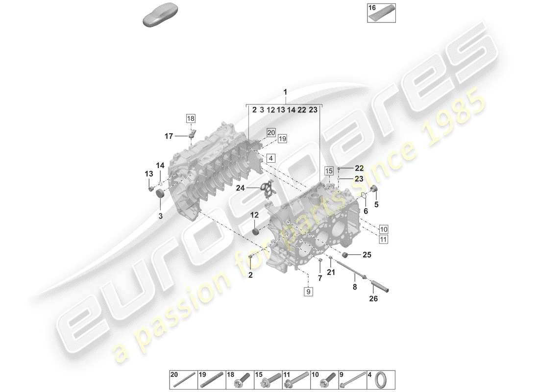 porsche 2019 (992-1) crankcase part diagram