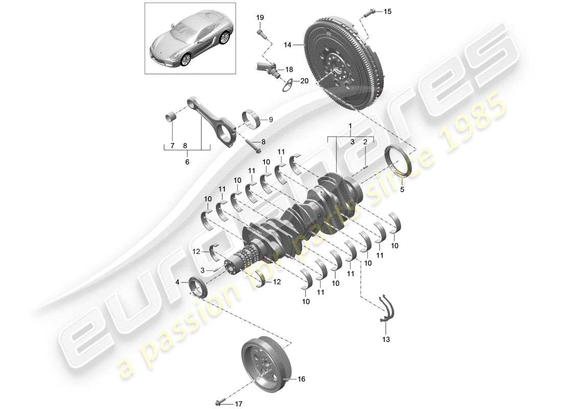 porsche cayman 981 (2014) crankshaft part diagram