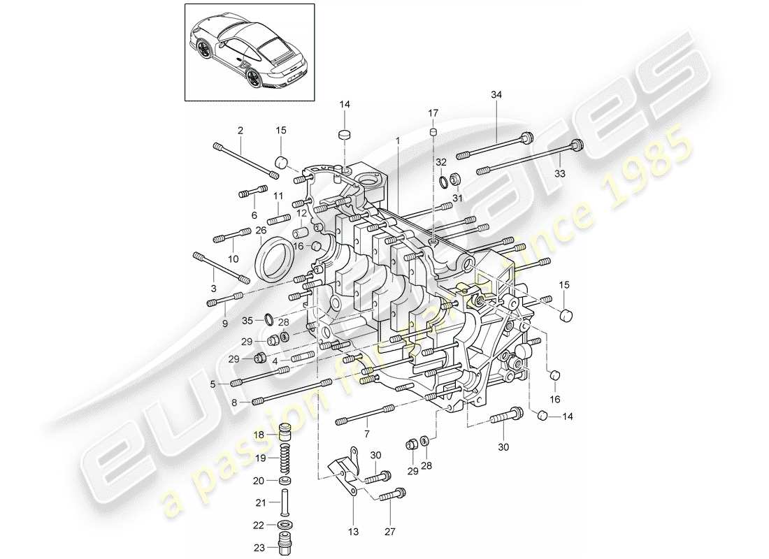 porsche 911 t/gt2rs (2012) crankcase part diagram