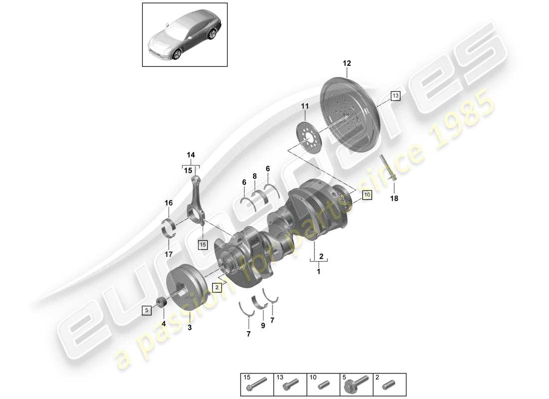 porsche 2020 (panamera 971-1) crankshaft part diagram