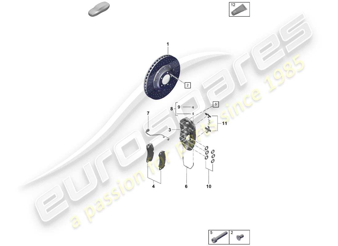 porsche 2020 (718 boxster spyder) disc brakes parts diagram