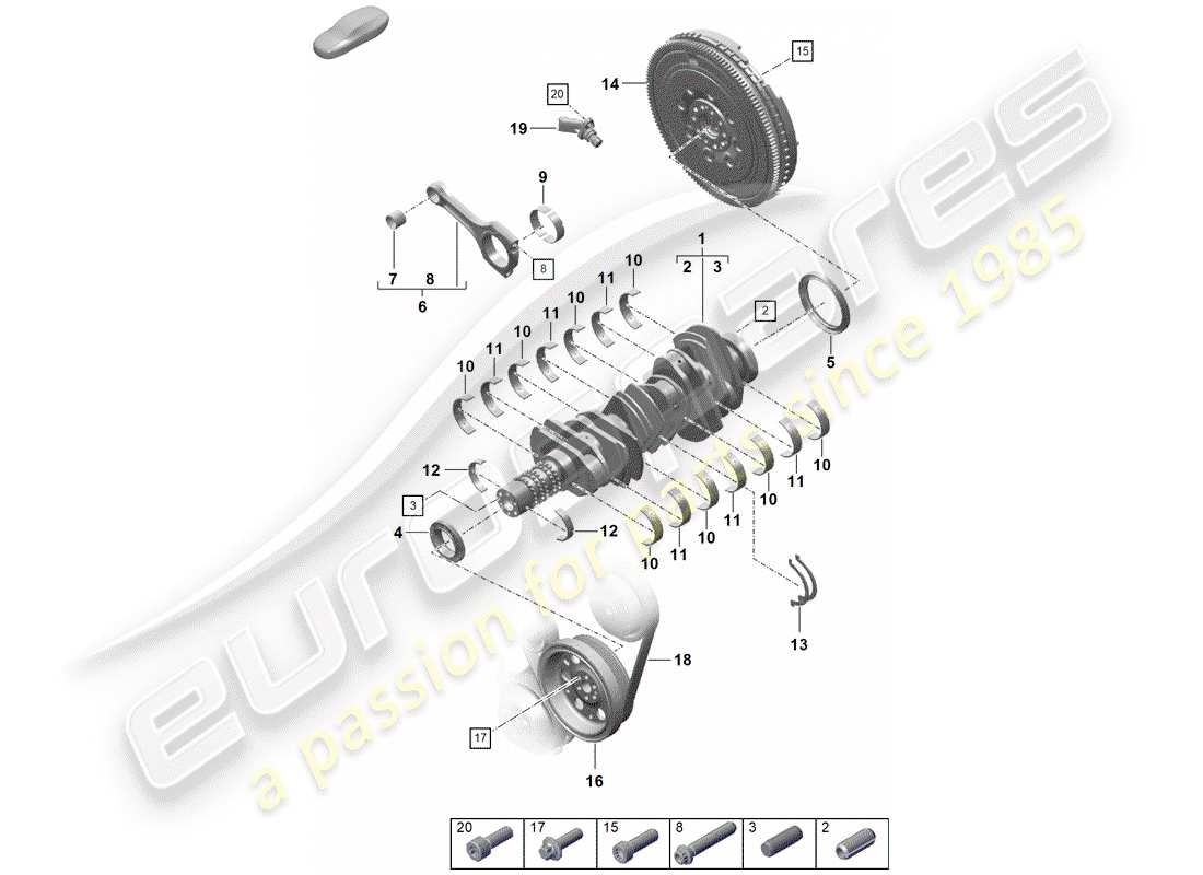 porsche 2020 (718 boxster spyder) crankshaft parts diagram