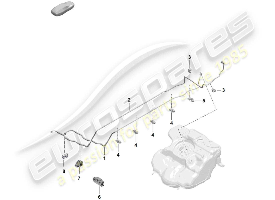 porsche boxster spyder (2020) fuel line parts diagram