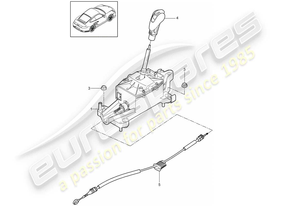 porsche 911 t/gt2rs (2012) selector lever part diagram