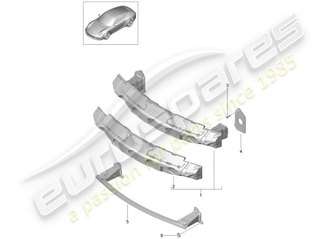 porsche 991 (2016) bumper bracket part diagram
