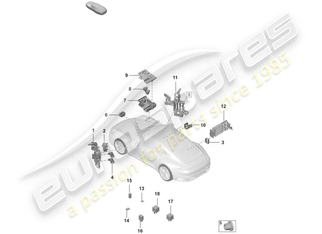 porsche 2019 (992-1) fuse box/relay plate part diagram