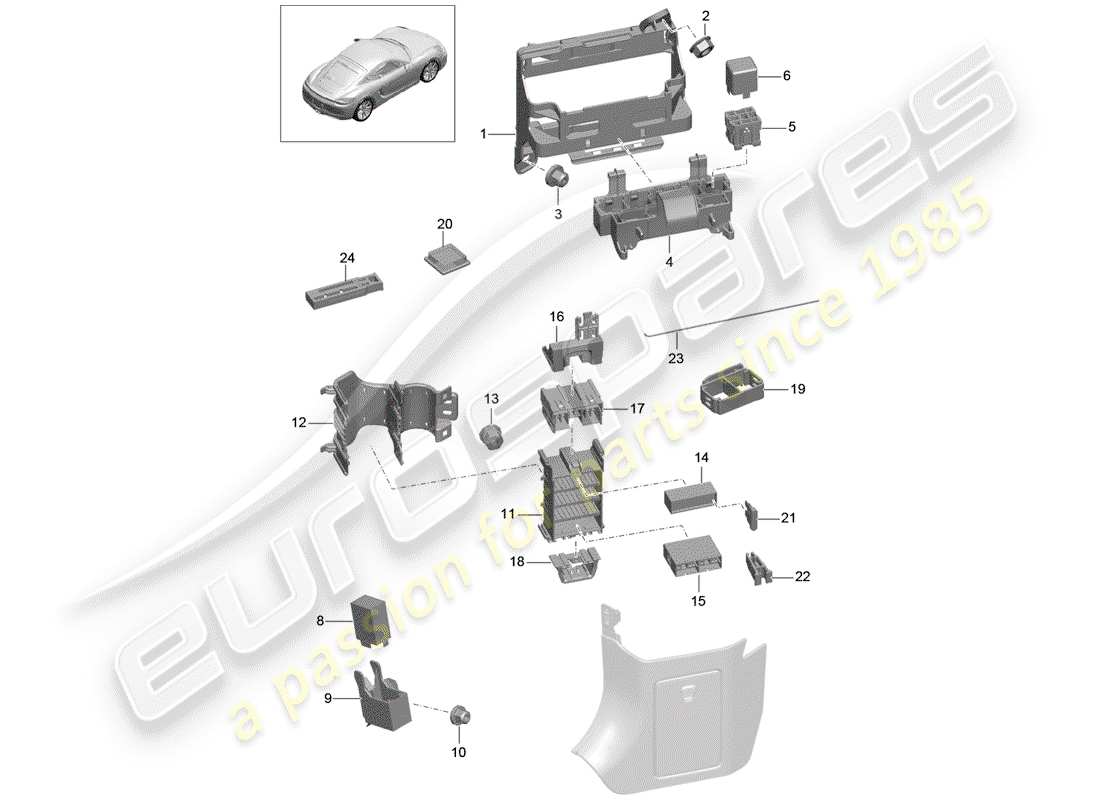 porsche 2015 (981 cayman) fuse box/relay plate part diagram
