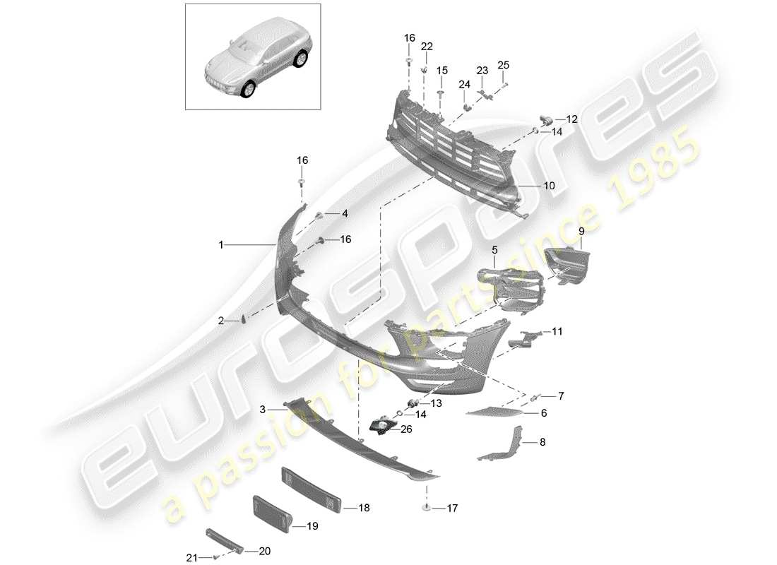 porsche 2014 (macan) bumper part diagram