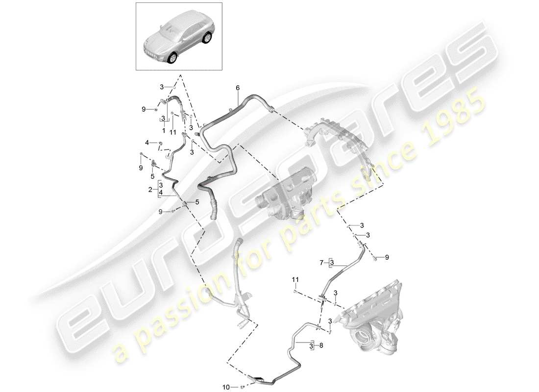 porsche 2014 (macan) water tube part diagram