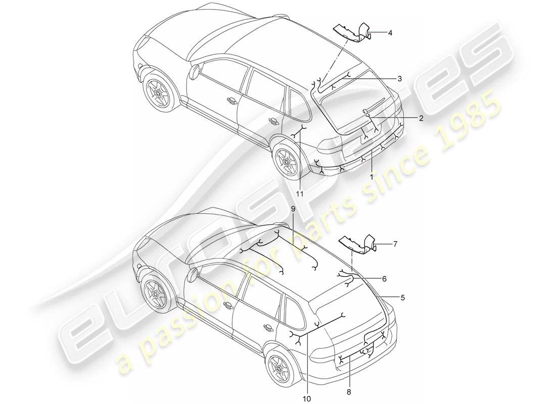 porsche cayenne (2003) wiring harnesses part diagram