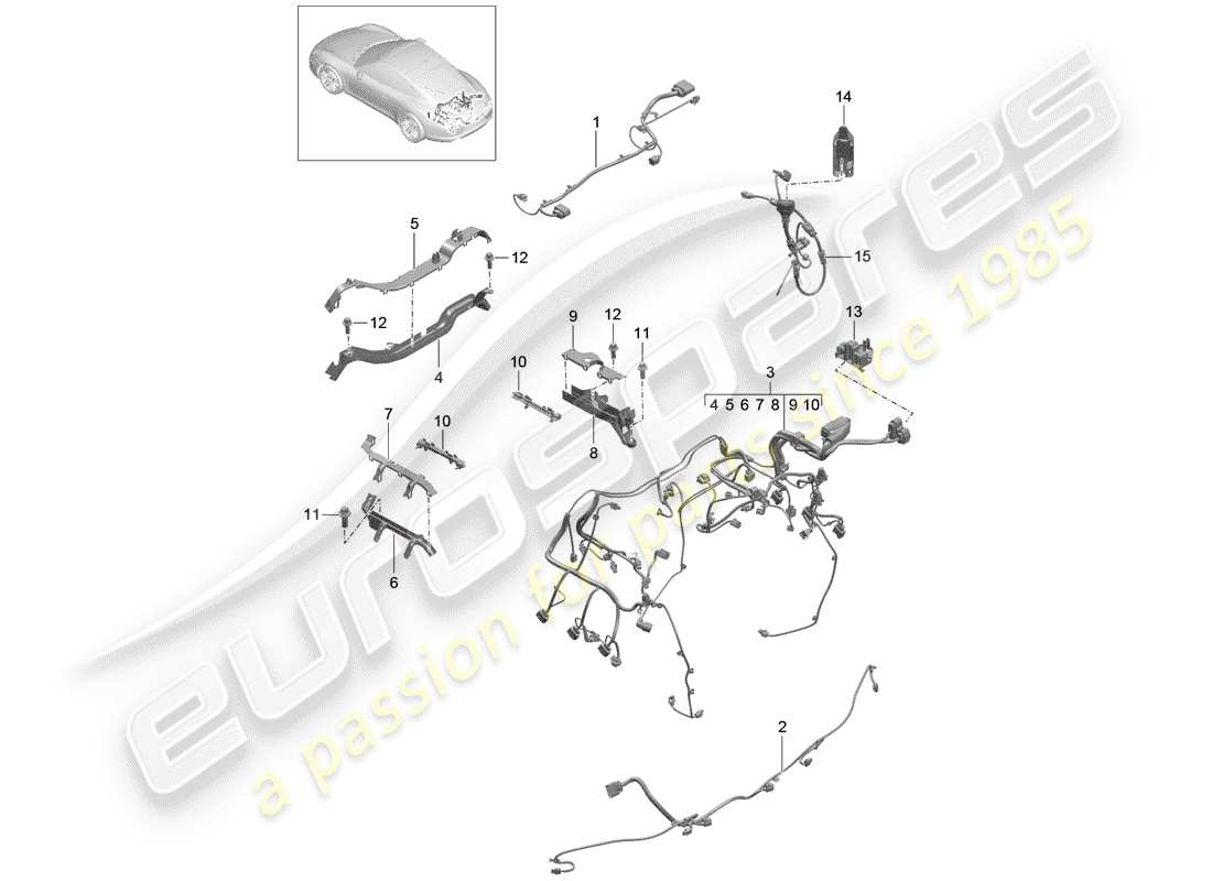 porsche 991 (2013) wiring harnesses part diagram