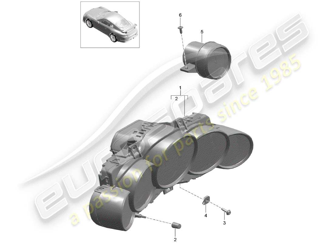 porsche 2019 (991-2 r/gt3/rs) instrument cluster part diagram
