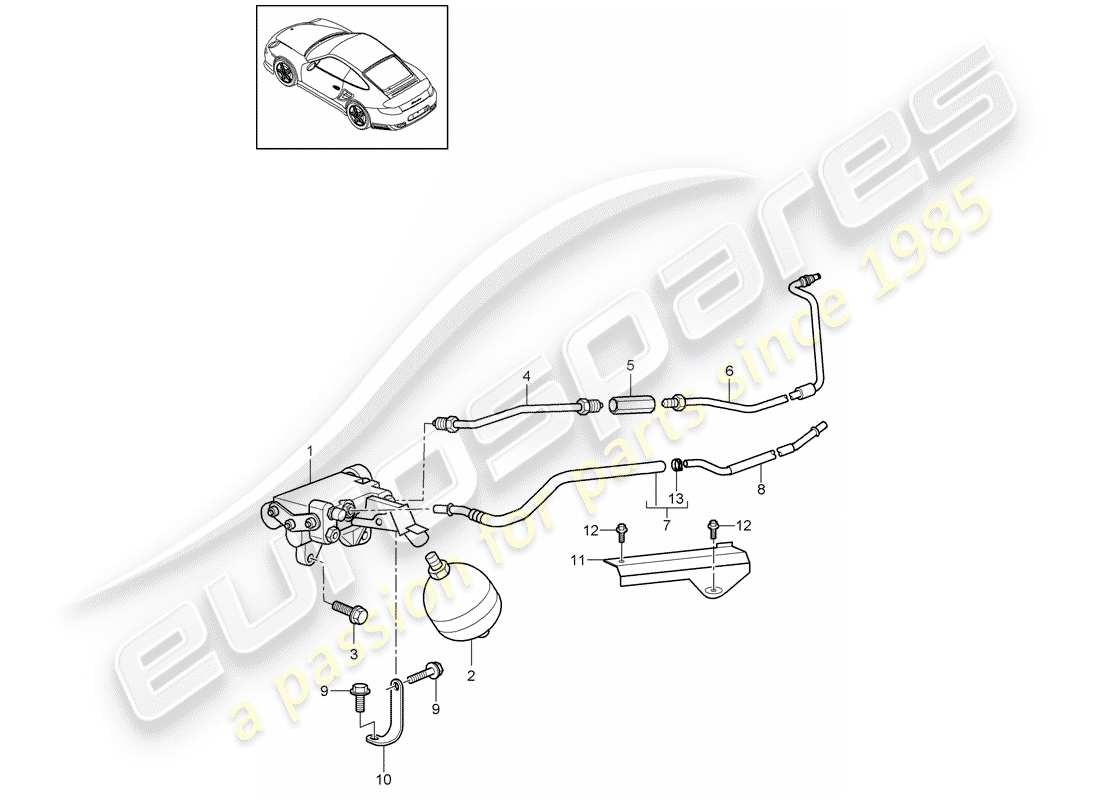 porsche 911 t/gt2rs (2012) hydraulic clutch part diagram