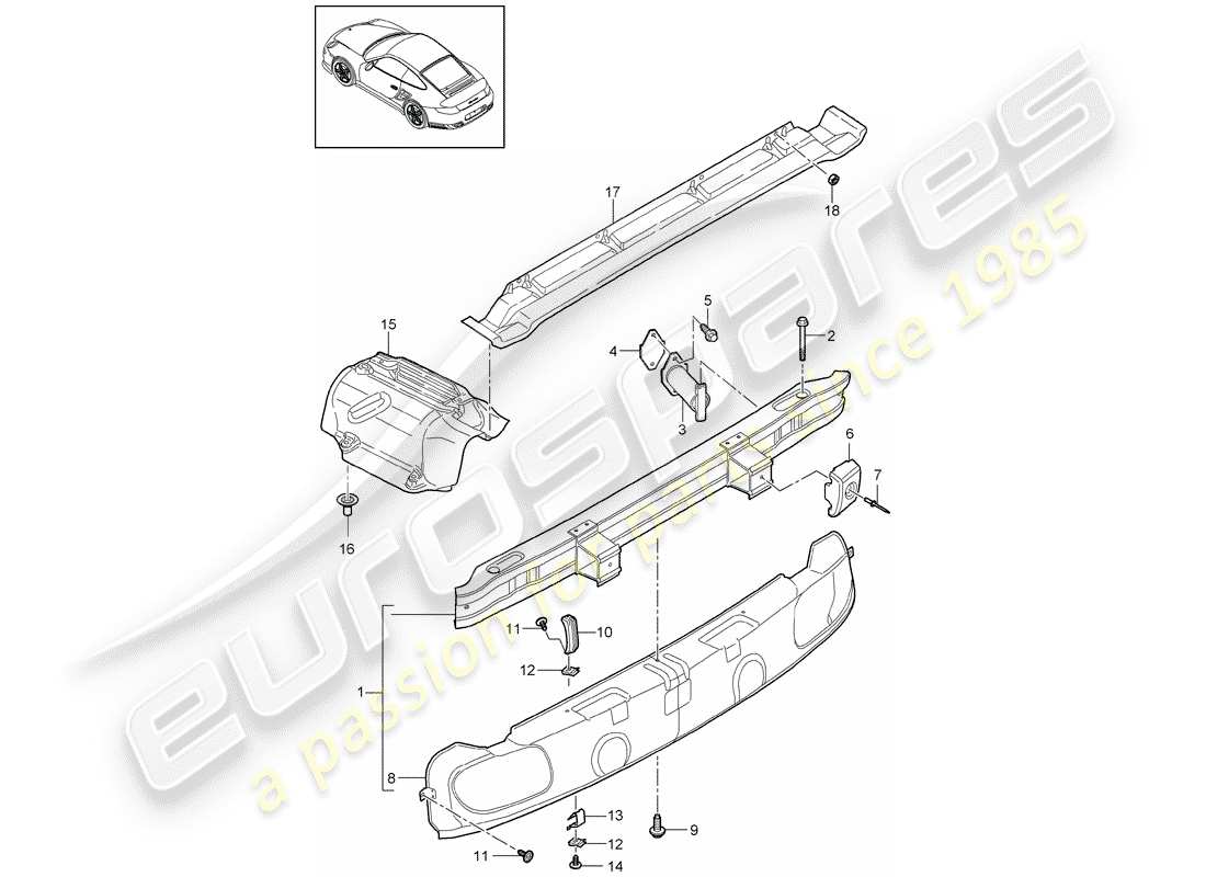 porsche 911 t/gt2rs (2012) bumper part diagram