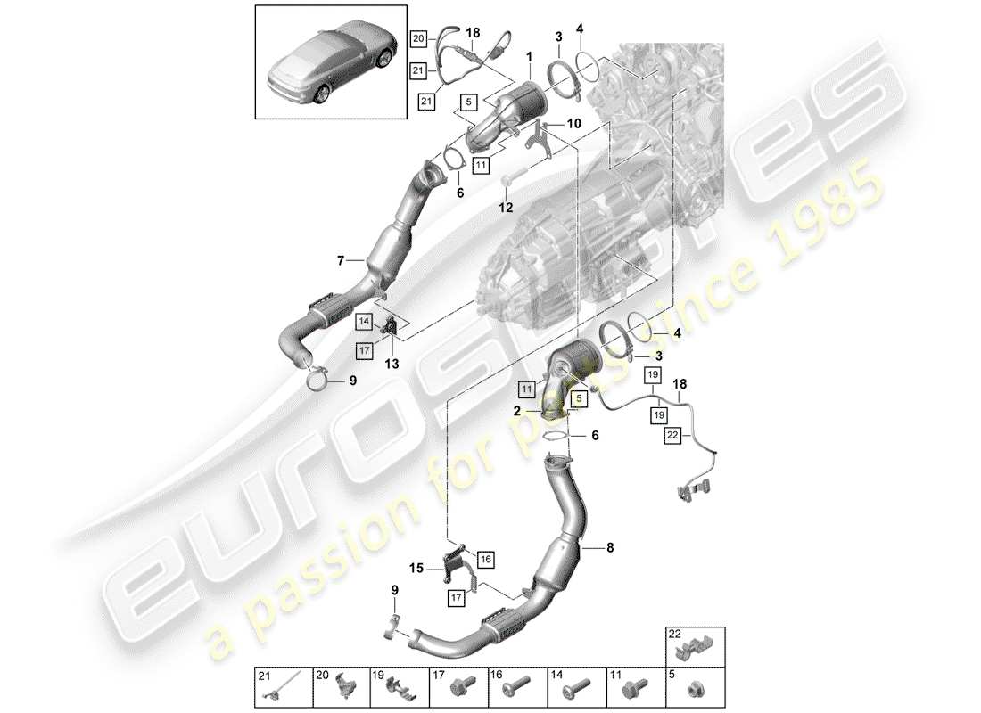 porsche 2019 (panamera 971-1) exhaust system part diagram