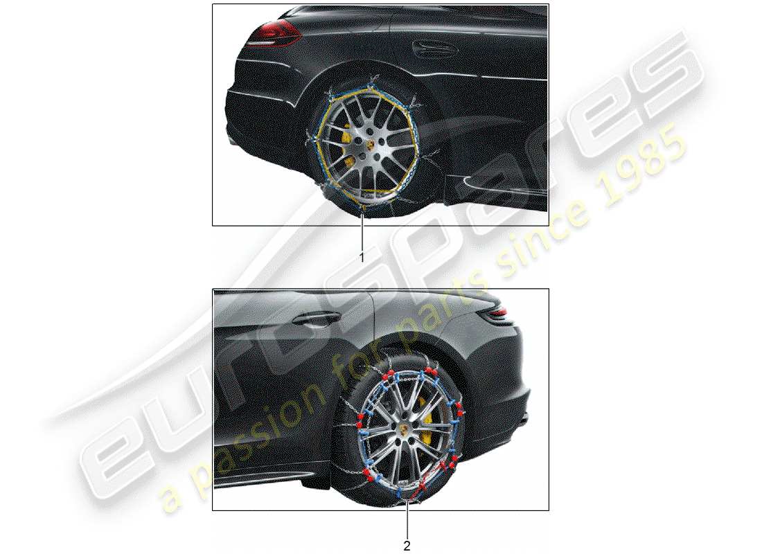 porsche 2016 (tequipment panamera) snow chains part diagram