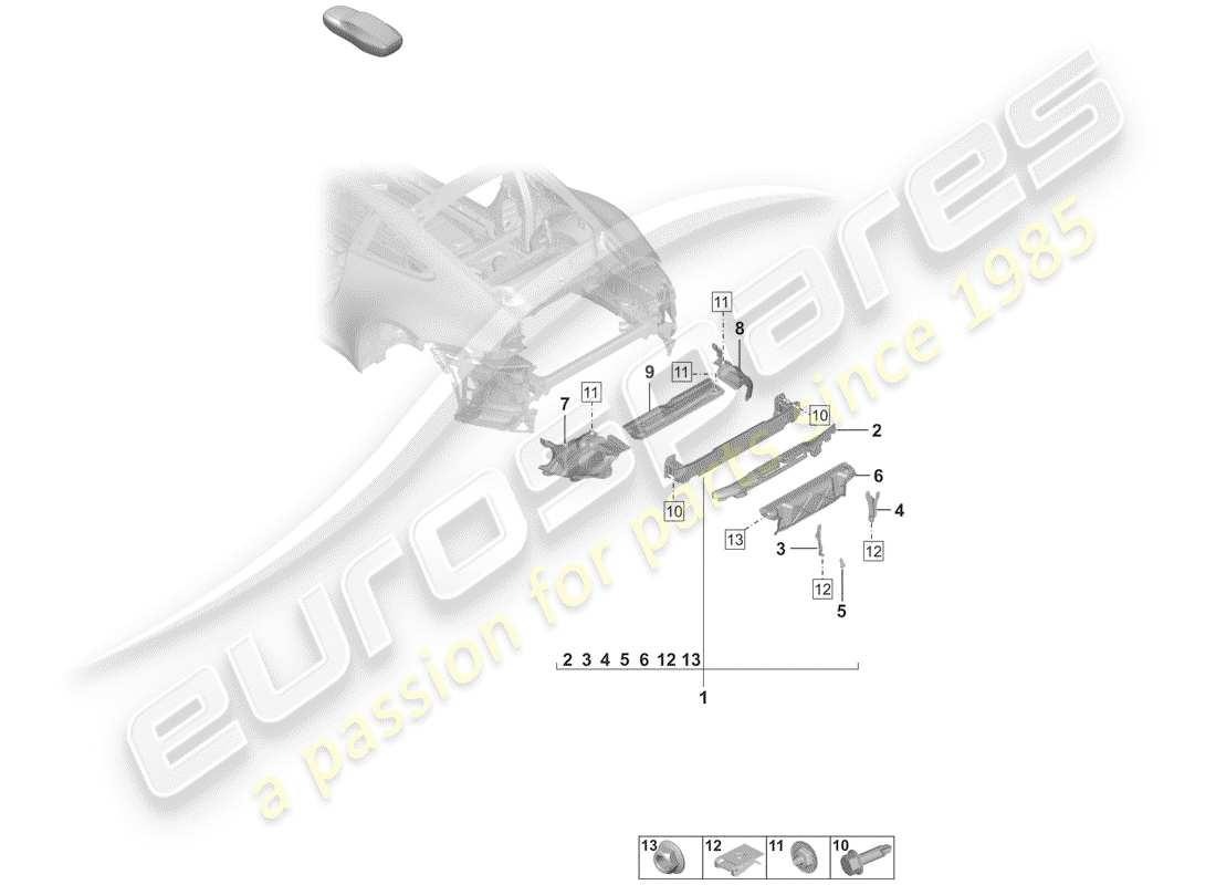 porsche 2019 (992-1) bumper bracket part diagram